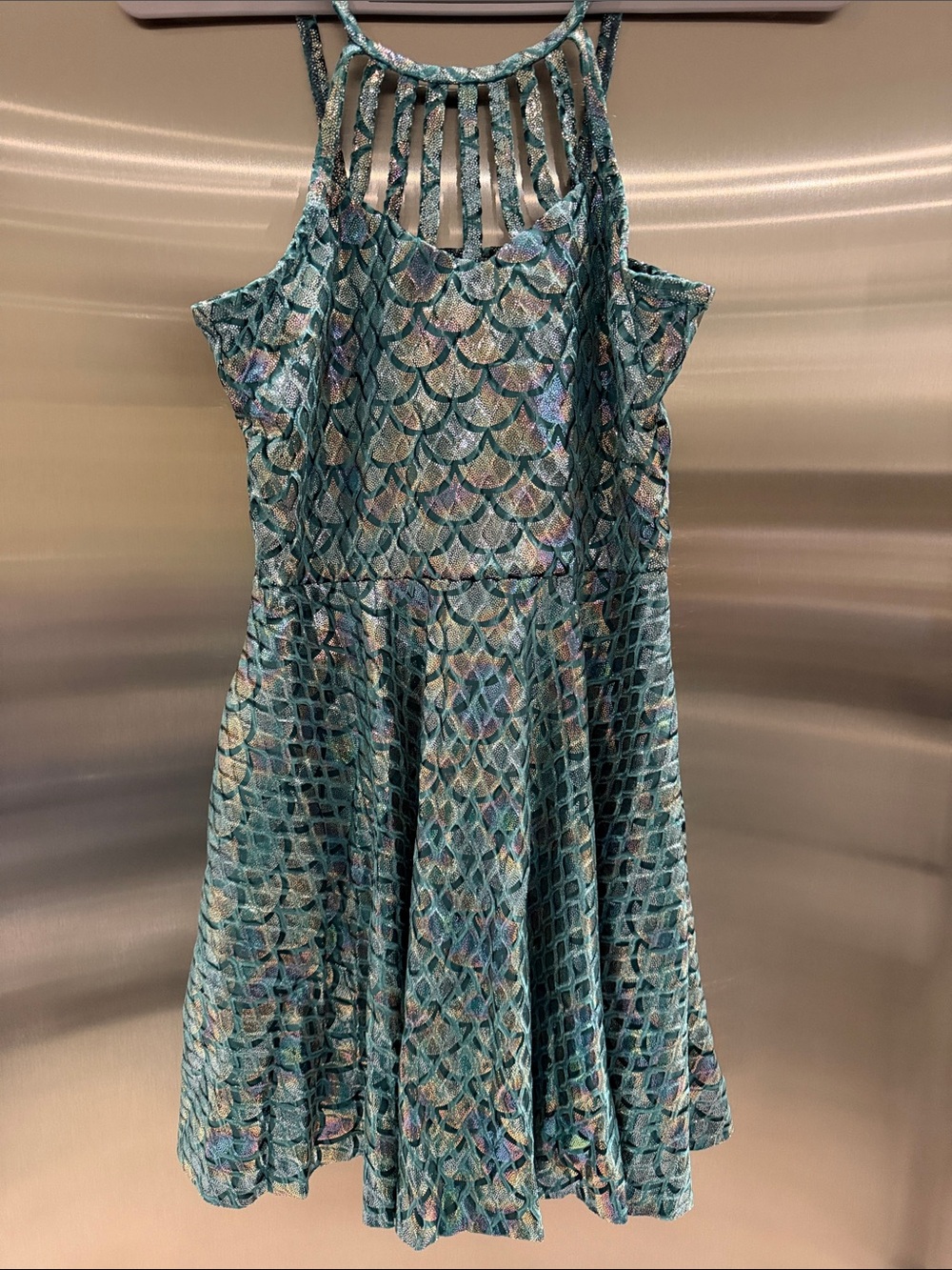 Blackmilk Teal Mermaid-Print Skater style Dress
